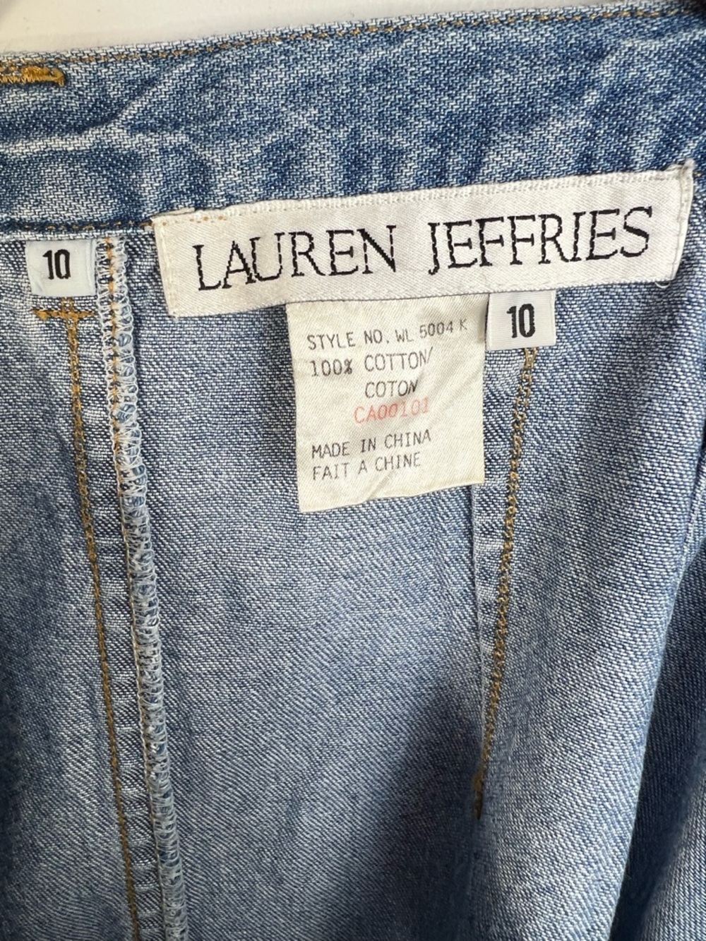 Vintage 90s cotton denim button front minimalist straight jean midi skirt 10 - Picture 10 of 12